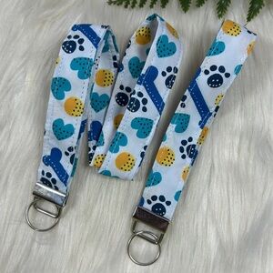 Colorful Heart and Paw Print Lanyard